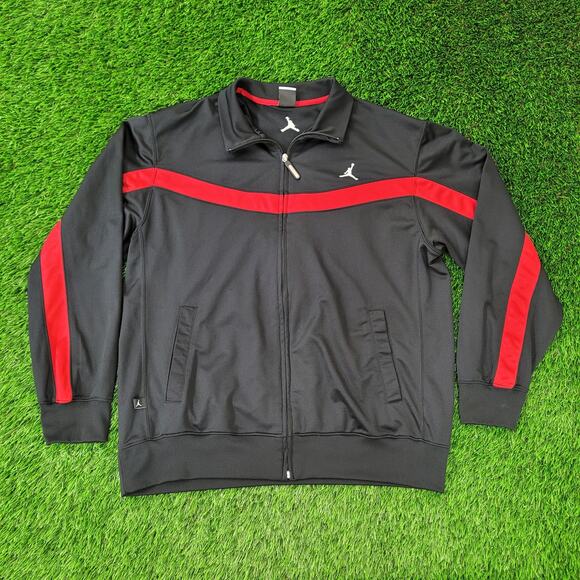 NIKE Jordan Jumpman Track Jacket Large 25x27 Baggy Black Red - Picture 1 of 16